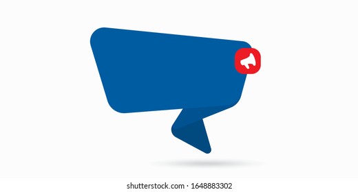 Abstract blue origami speech bubble. Vector abstract background. vector sale banner
