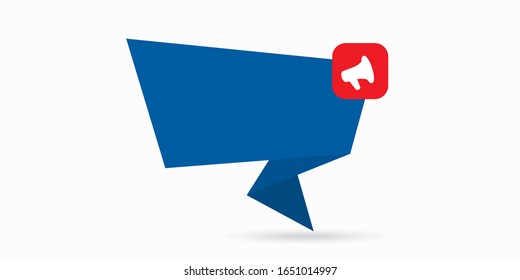 Burbuja del discurso de origami azul abstracto. Fondo abstracto vectorial. banner de venta vectorial