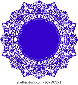 Abstract blue ornamental frame. Decorative design element with lacy motifs.Vector illustration.