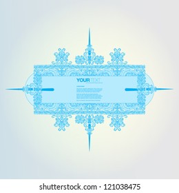 Abstract blue ornaments text