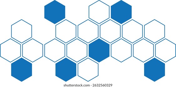 abstract blue outline honeycomb vector background design.