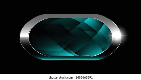 Abstract blue oval background with a silver frame. Vector illustration.