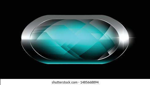 Abstract blue oval background with a silver frame. Vector illustration.