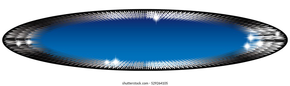Abstract blue oval background in a silver frame, with space for your text. Vector illustration, on transparent background