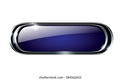 Abstract blue oval background in a silver frame, with space for your text. Vector illustration.