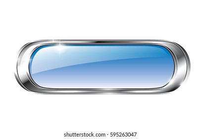Abstract blue oval background with a silver frame, with space for your text. Vector illustration.