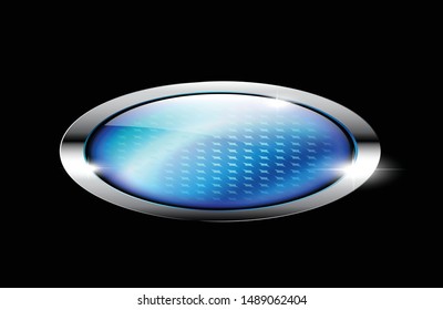 Abstract blue oval textured background with a silver frame. Vector illustration.