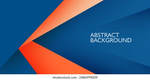 Plantilla de fondo de superposición azul Abstractas con patrón de corte de papel de triángulo naranja. Fondo azul con diseño de sombra. Vector Eps10