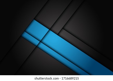 El azul abstracto se solapa con el diseño metálico gris oscuro y el fondo futurista moderno. Vector EPS10 