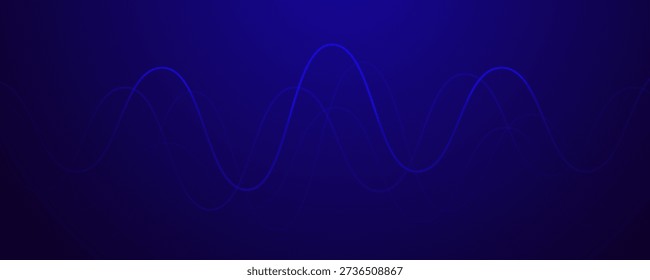 Abstract blue overlapping sine waves on dark gradient background