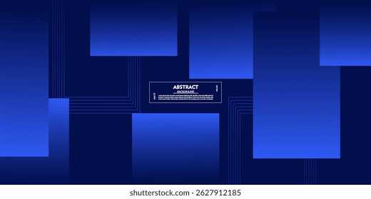 Abstract blue overlapping square 3D background. Simple line pattern design. Vector eps10