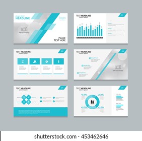 Modelo de design de layout de página azul abstrato para apresentação e folheto. Relatório anual, folheto e página do livro com design de elementos infográficos