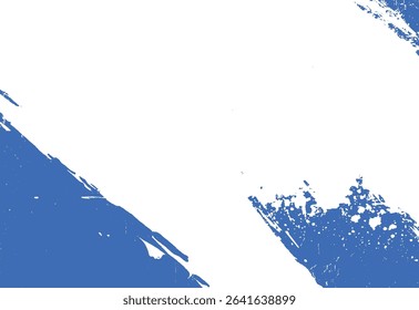 Abstract blue paint brush stroke on white background design element with grunge texture for creative projects and modern art