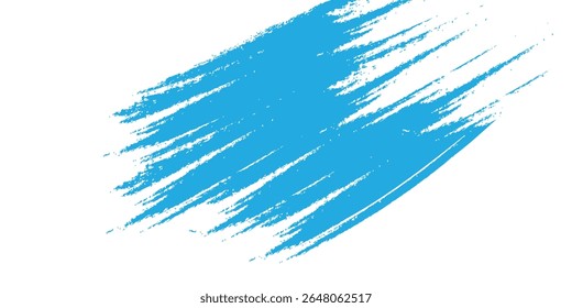Abstract Blue Paint Brush Stroke on White Isolated Horizontal Background