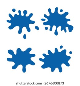 Abstract blue paint splatters and drops collection. Vector illustration 