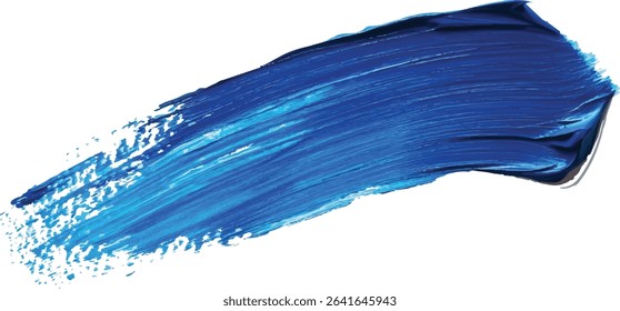 Abstract blue paint stroke against white background artistic texture design for creative graphic elements