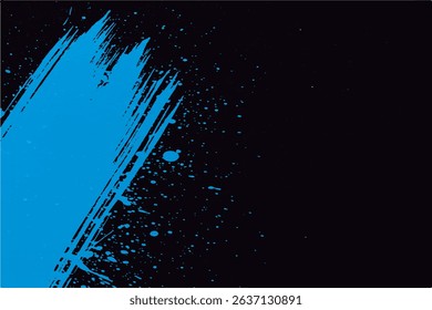 Abstract Blue Paint Stroke on Black, Grunge Brush Splash, Dynamic Swipe on Dark, Artistic Blue Paint Streak, Cool Blue Texture Background