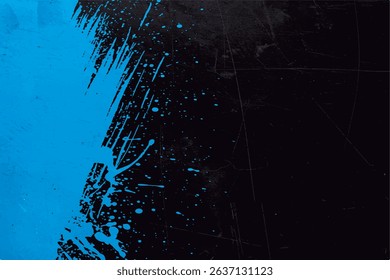 Abstract Blue Paint Stroke on Black, Grunge Brush Splash, Dynamic Swipe on Dark, Artistic Blue Paint Streak, Cool Blue Texture Background