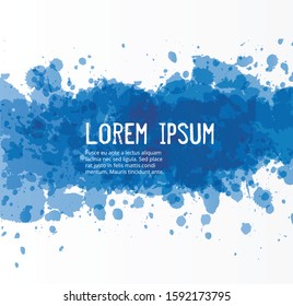 Abstract  blue painting on white background. Color of the year 2020 