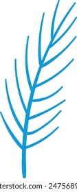 Abstract blue palm leaf line art isolated white background. Minimalistic botanical illustration design. Tropical plant vector decoration, posters, ecofriendly product graphics
