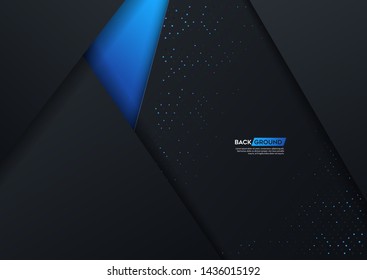 Abstract blue paper art vector illustration with golden halftone pattern. 3d backdrop. Vector illustration. Cover layout template