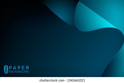 Abstract blue paper background. 3D paper effect. Realistic paper backdrop. Can use for banner, cover, poster, web, etc.
