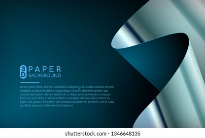 Abstract blue paper background. 3D paper effect. Realistic paper backdrop with space for text. Can use for banner, cover, poster, web, etc.