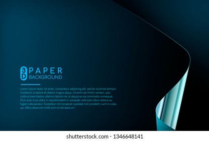 Abstract blue paper background. 3D paper effect. Realistic paper backdrop with space for text. Can use for banner, cover, poster, web, etc.
