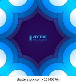 Abstract blue paper circles background. RGB EPS 10 vector illustration