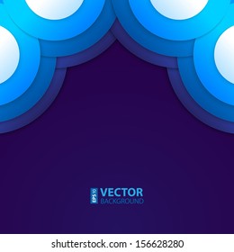 Abstract blue paper circles background. RGB EPS 10 vector illustration