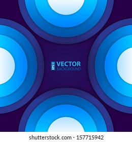 Abstract blue paper circles background. RGB EPS 10 vector illustration