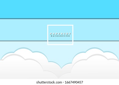 Abstract Blue Paper cut Background for business presentations, flyers, posters. banners and wallpaper. 