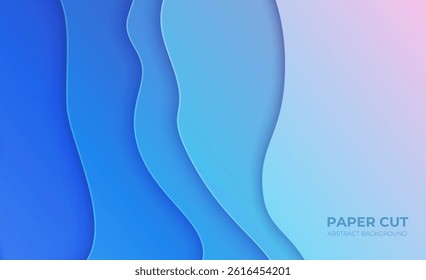 Abstract blue paper cut background with simple shapes. Modern vector illustration for concept design.