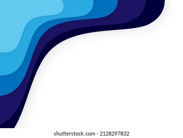 Abstract blue paper cut vector realistic relief. Background template for banners, flyers, presentations.

