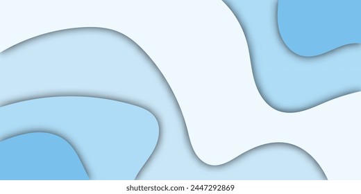 Abstract blue paper cut wavy shapes layers on white background. Vector background with yellow honey or melting caramel syrup. Flow of sweet sticky liquid. Cheese flat cartoon design.