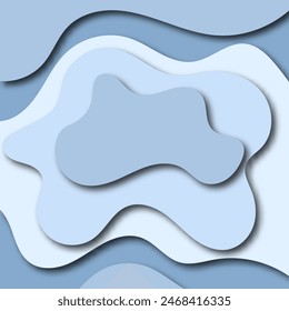 Abstract blue paper cut wavy shapes layers on white background. Vector background with yellow honey or melting caramel syrup. Flow of sweet sticky liquid. Cheese flat cartoon design.