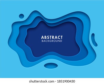 Abstract Blue Paper Layer Cut Background.