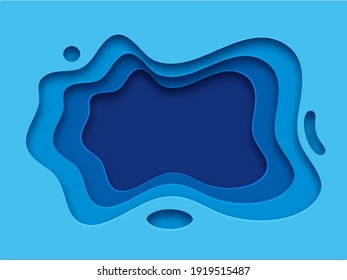 Abstract Blue Paper Layer Cut Background.