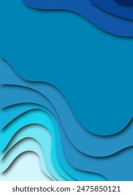 Abstract Blue Paper Layer Cut Background.