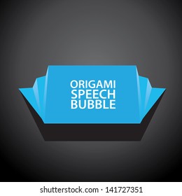 Abstract blue paper origami ribbon on black background. Vector abstract origami background for website or cover design. Blue stylish brochure for text and advertising. blue cover template