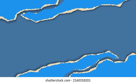 Abstract Blue Paper Torn Frame Design Template In Dark Background