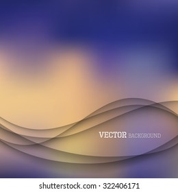 Abstract blue papercut waves blurred background template