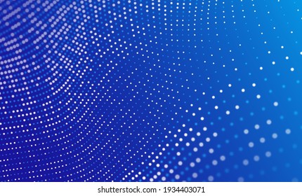 Abstract blue particle background. Flow wave with dot landscape. Digital data structure. Future mesh or sound grid. Pattern point visualization. Technology vector illustration.