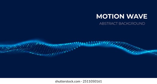 Fundo de partícula azul abstrato. Onda de fluxo com paisagem pontual. Estrutura de dados digitais. Malha futura ou grade de som. Visualização de ponto de padrão. Ilustração do vetor de tecnologia.