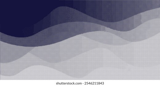 Fundo de partícula azul abstrato. Onda de fluxo com paisagem pontual. Estrutura de dados digitais. Malha futura ou grade de som. Visualização de ponto de padrão. Tecnologia