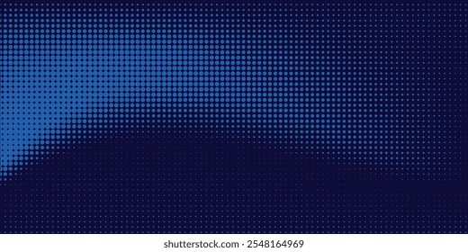 Fundo de partícula azul abstrato. Onda de fluxo com paisagem pontual. Estrutura de dados digitais. Malha futura ou grade de som. Visualização de ponto de padrão.