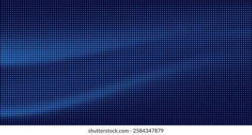 Abstract blue particle background. Flow wave with dot landscape. Digital data structure. Future mesh or sound grid. Pattern point visualization.