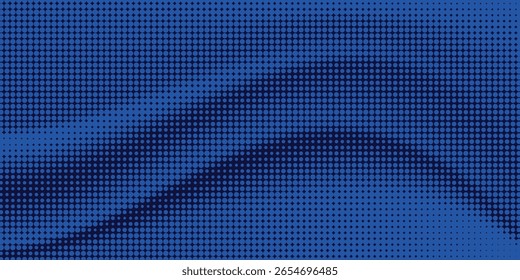 Abstract blue particle background. Flow wave with dot landscape. Digital data structure. Future mesh or sound grid. Pattern point visualization.