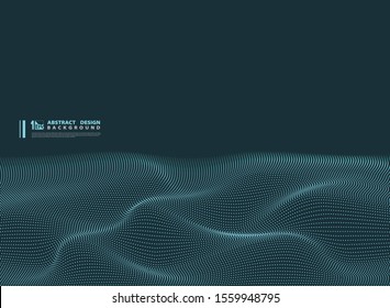 Abstract blue particle wavy technology design background. Decorate for poster, ad, artwork, template deign. illustration vector eps10