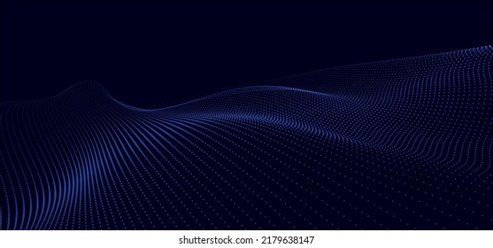 Abstract blue particle wavy technology design background. Decorate for poster, ad, artwork, template deign. Illustration vector eps10